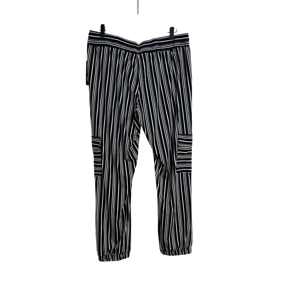 Robert Louis Womens Sz L Pull On Striped Cargo Jogger Pants Pockets - Picture 2 of 13